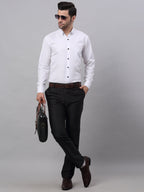 Jainish Men's Cotton Solid Button Down Formal Shirts - White | Grocsy
