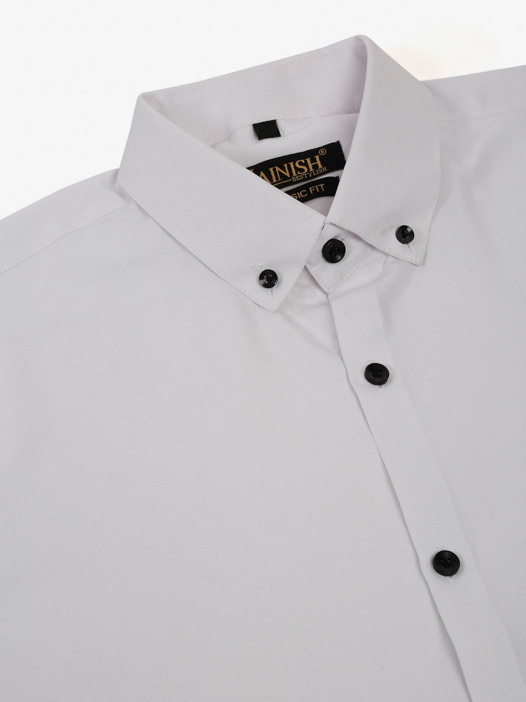 Jainish Men's Cotton Solid Button Down Formal Shirts - White | Grocsy