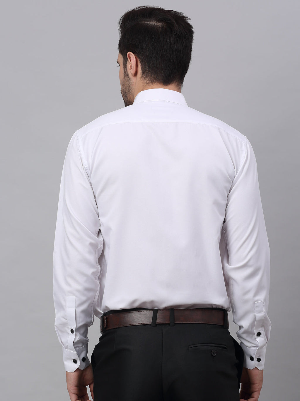 Jainish Men's Cotton Solid Button Down Formal Shirts - White | Grocsy