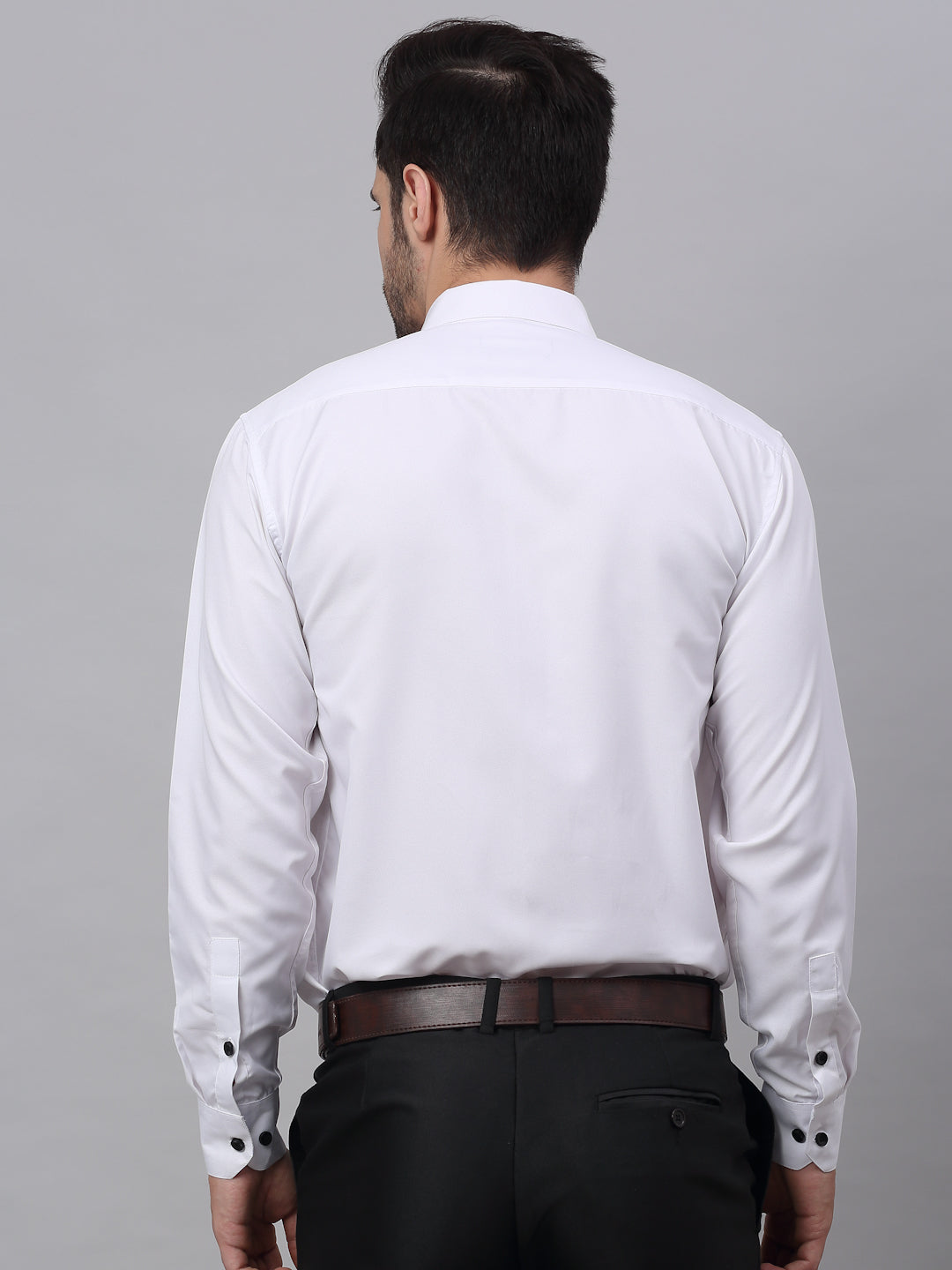 Jainish Men's Cotton Solid Button Down Formal Shirts - White | Grocsy