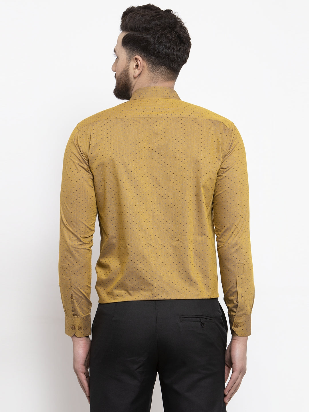 Jainish Yellow Men's Cotton Polka Dots Formal Shirts ( SF 739Mustard ) | Grocsy