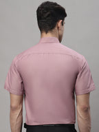 Jainish Men's Cotton Half Sleeves Solid Formal Shirts - Magenta | Grocsy
