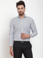 Jainish Black Men's Cotton Striped Formal Shirt's ( SF 759Black ) | Grocsy