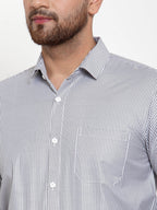 Jainish Black Men's Cotton Striped Formal Shirt's ( SF 759Black ) | Grocsy