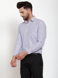 Jainish Blue Men's Cotton Striped Formal Shirt's ( SF 759Blue ) | Grocsy