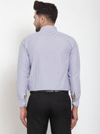 Jainish Blue Men's Cotton Striped Formal Shirt's ( SF 759Blue ) | Grocsy