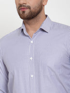 Jainish Blue Men's Cotton Striped Formal Shirt's ( SF 759Blue ) | Grocsy