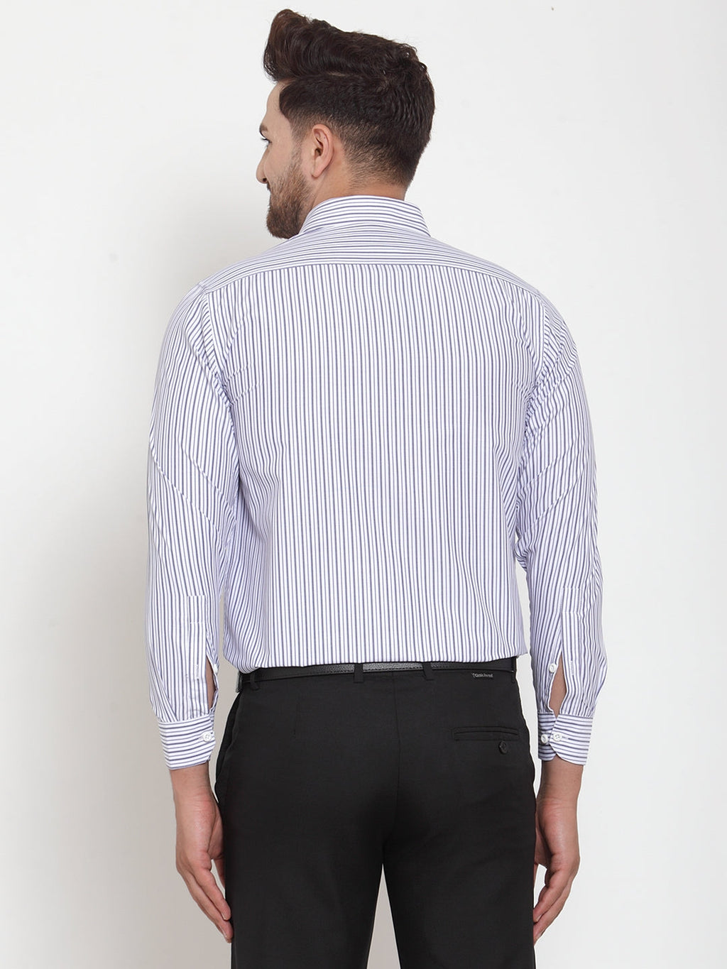 Jainish Grey Men's Cotton Striped Formal Shirt's ( SF 759Light-Grey ) | Grocsy