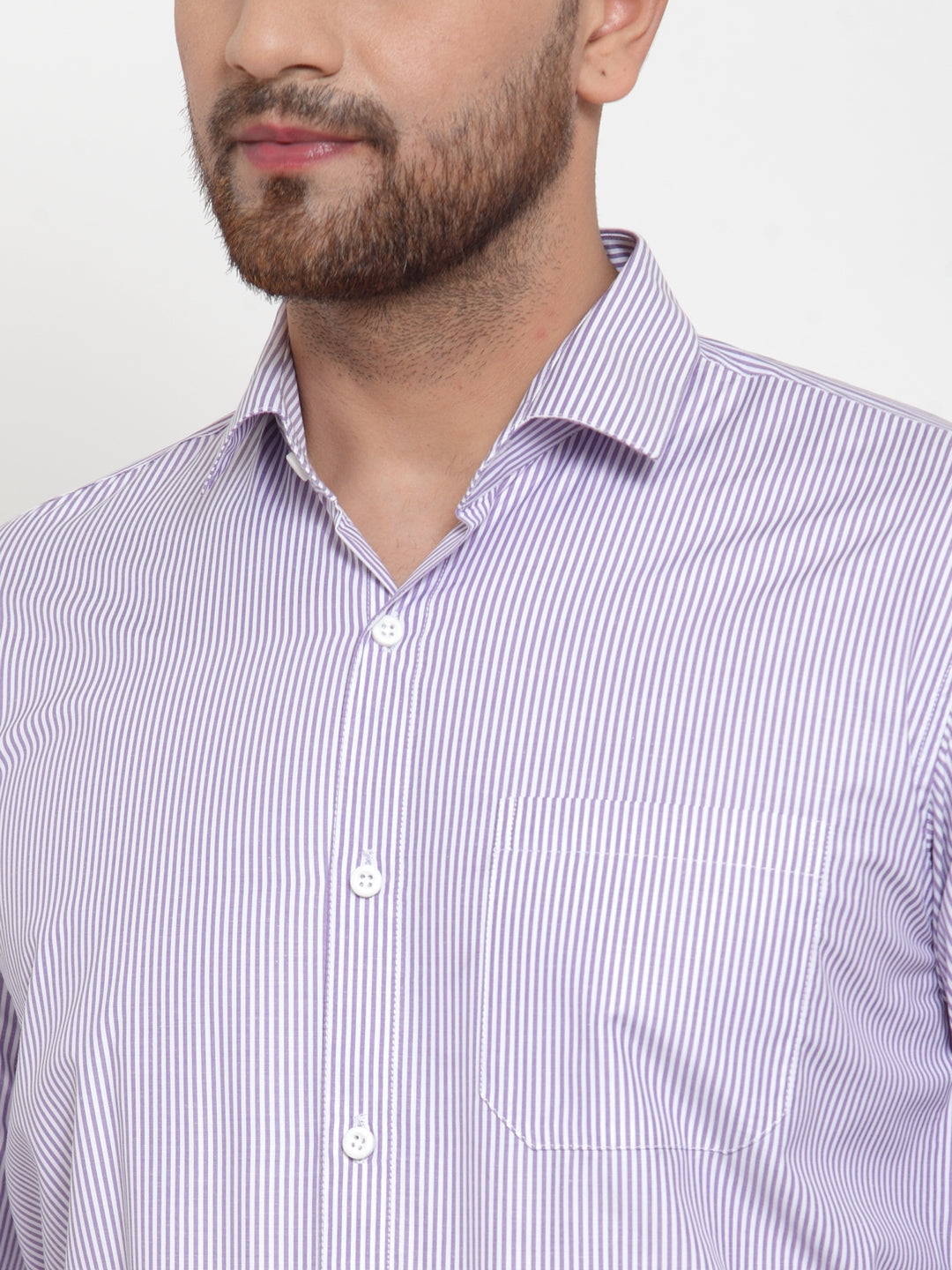 Jainish Purple Men's Cotton Striped Formal Shirt's ( SF 759Light-Purple ) | Grocsy