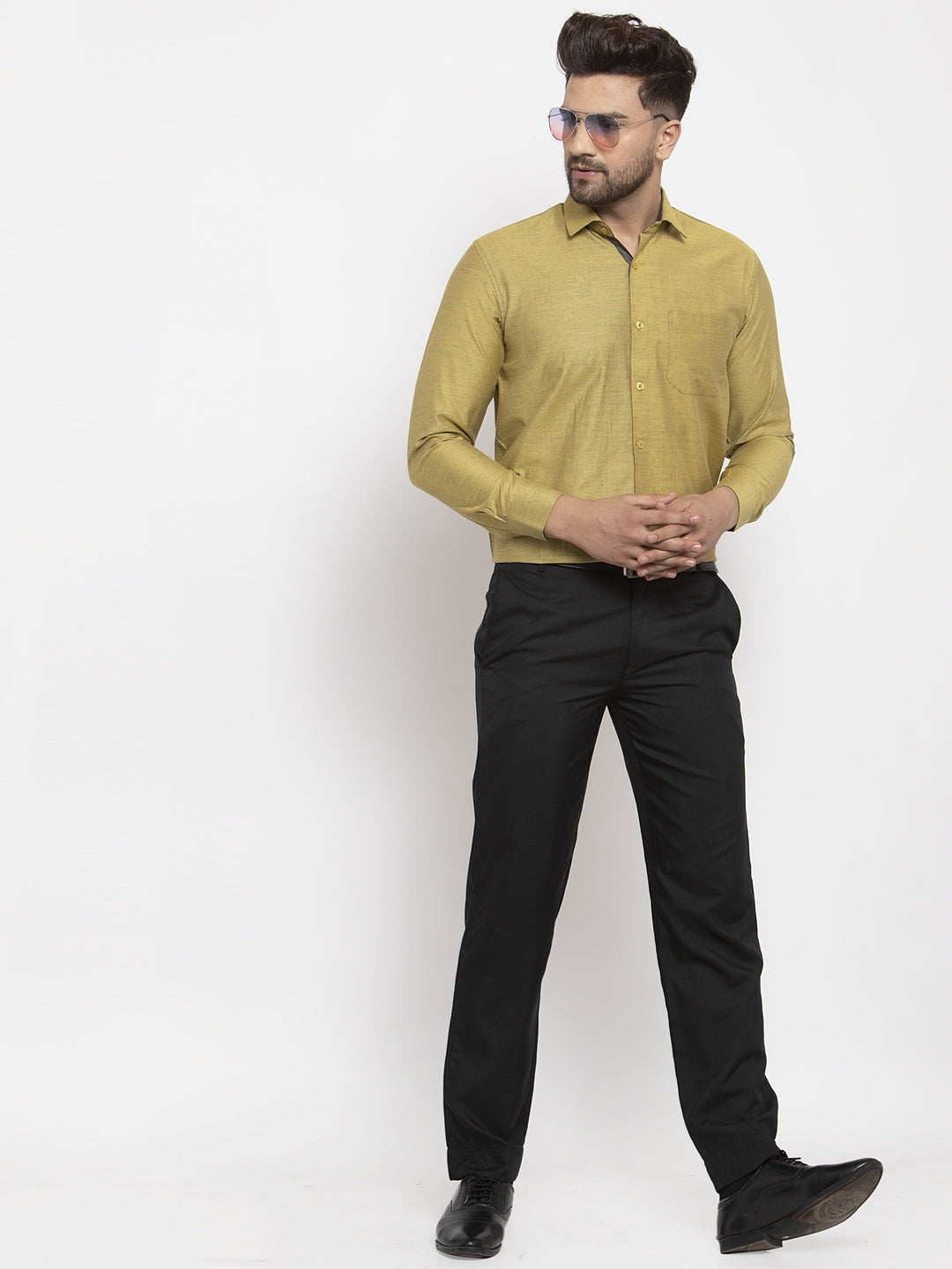 Jainish Olive Men's Cotton Polka Dots Formal Shirt's ( SF 761Olive ) | Grocsy