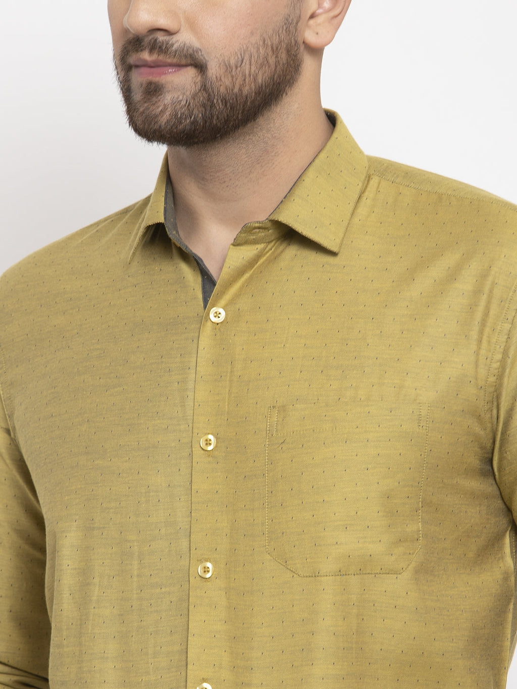 Jainish Olive Men's Cotton Polka Dots Formal Shirt's ( SF 761Olive ) | Grocsy