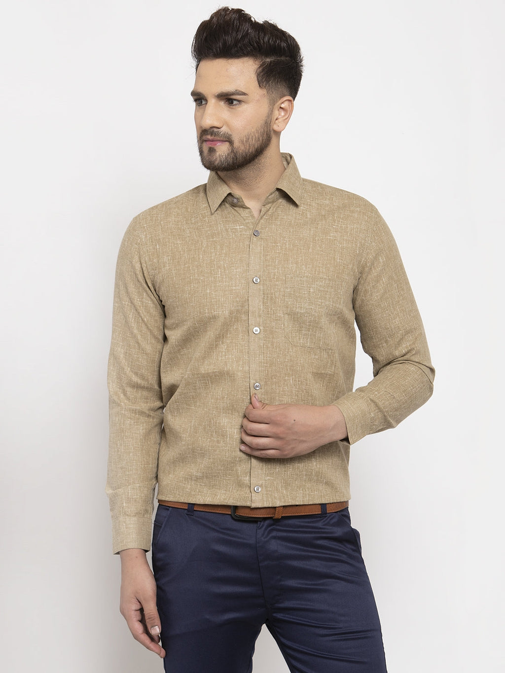 Jainish Metallic Men's Dobby Solid Formal Shirts ( SF 762Metalic ) | Grocsy