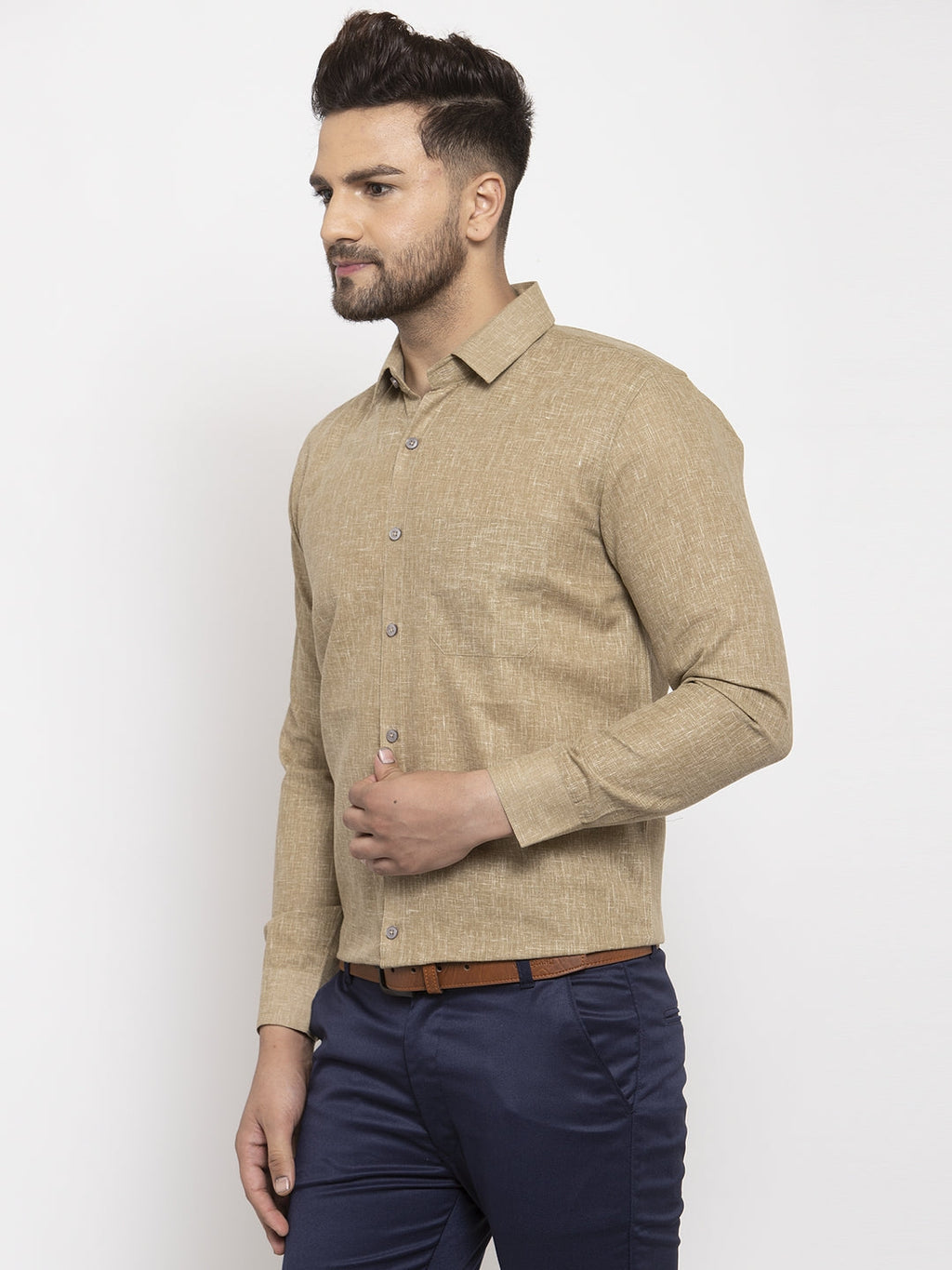 Jainish Metallic Men's Dobby Solid Formal Shirts ( SF 762Metalic ) | Grocsy