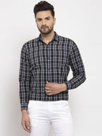 Jainish Black Men's Cotton Checked Formal Shirt's ( SF 764Black ) | Grocsy