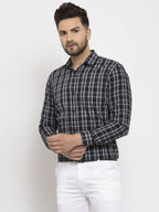 Jainish Black Men's Cotton Checked Formal Shirt's ( SF 764Black ) | Grocsy