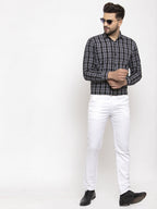 Jainish Black Men's Cotton Checked Formal Shirt's ( SF 764Black ) | Grocsy