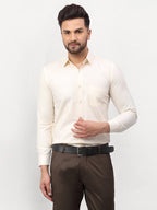 Jainish Men's Solid Formal Shirts - Cream | Grocsy