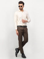 Jainish Men's Solid Formal Shirts - Cream | Grocsy