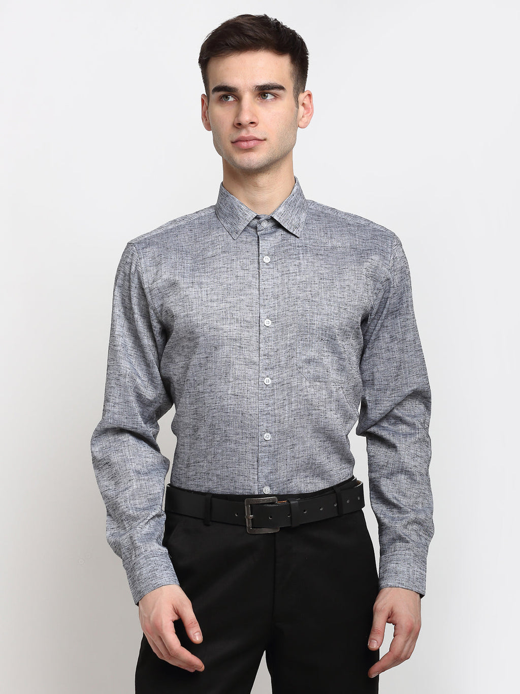Jainish Grey Men's Solid Cotton Formal Shirt ( SF 782Grey ) | Grocsy