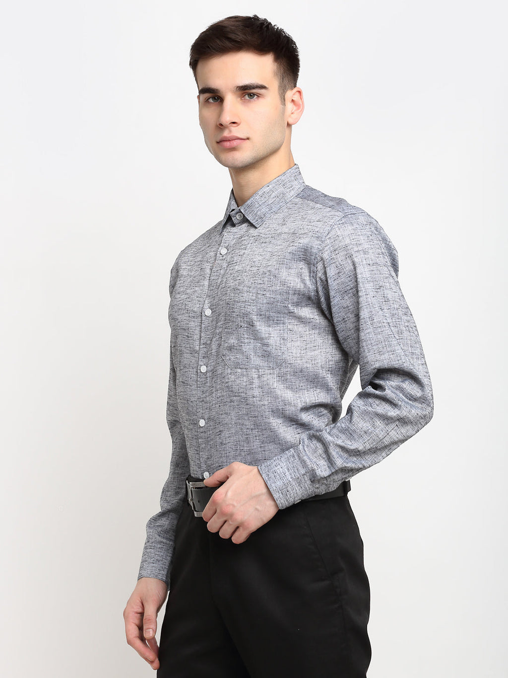 Jainish Grey Men's Solid Cotton Formal Shirt ( SF 782Grey ) | Grocsy