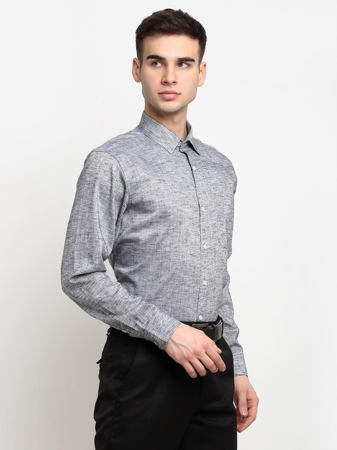 Jainish Grey Men's Solid Cotton Formal Shirt ( SF 782Grey ) | Grocsy