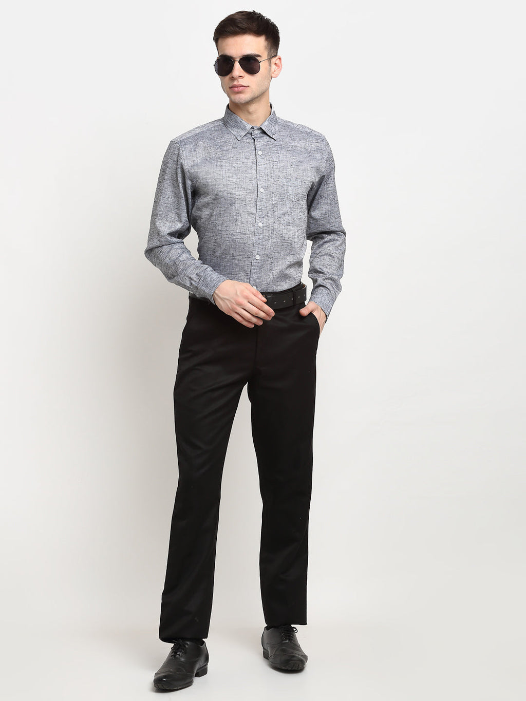 Jainish Grey Men's Solid Cotton Formal Shirt ( SF 782Grey ) | Grocsy