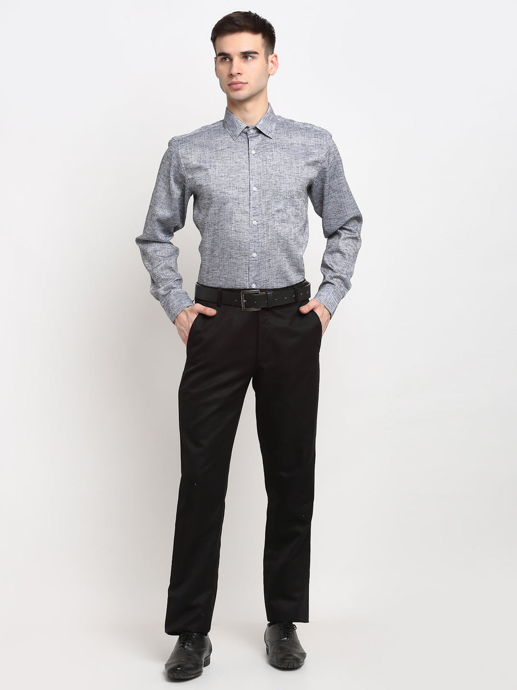 Jainish Grey Men's Solid Cotton Formal Shirt ( SF 782Grey ) | Grocsy