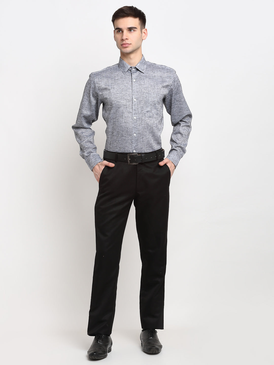 Jainish Grey Men's Solid Cotton Formal Shirt ( SF 782Grey ) | Grocsy