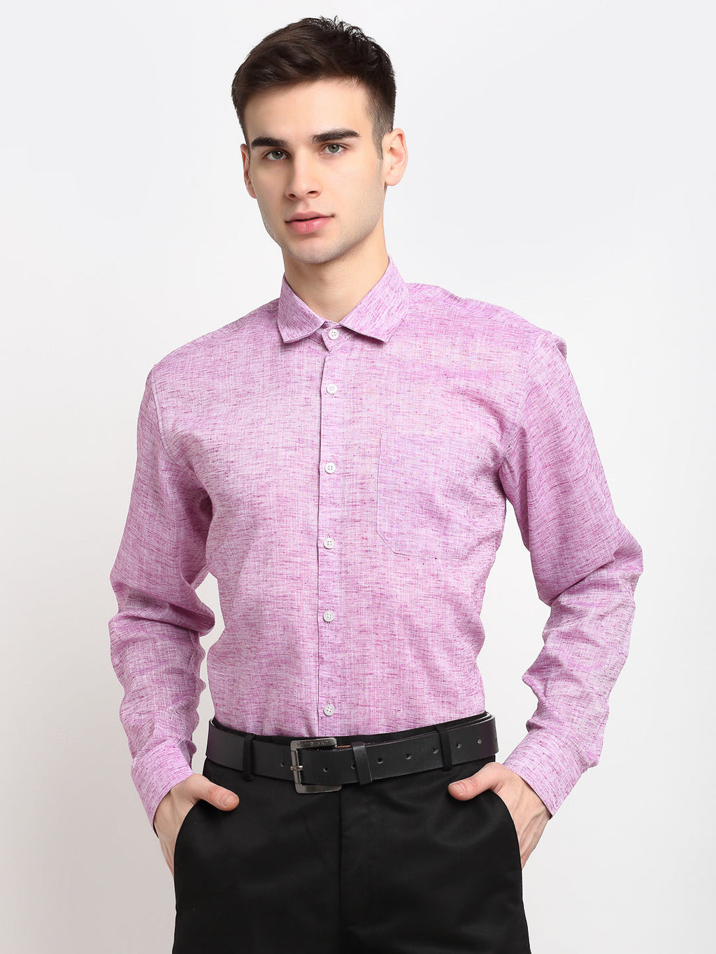 Jainish Purple Men's Solid Cotton Formal Shirt ( SF 782Purple ) | Grocsy