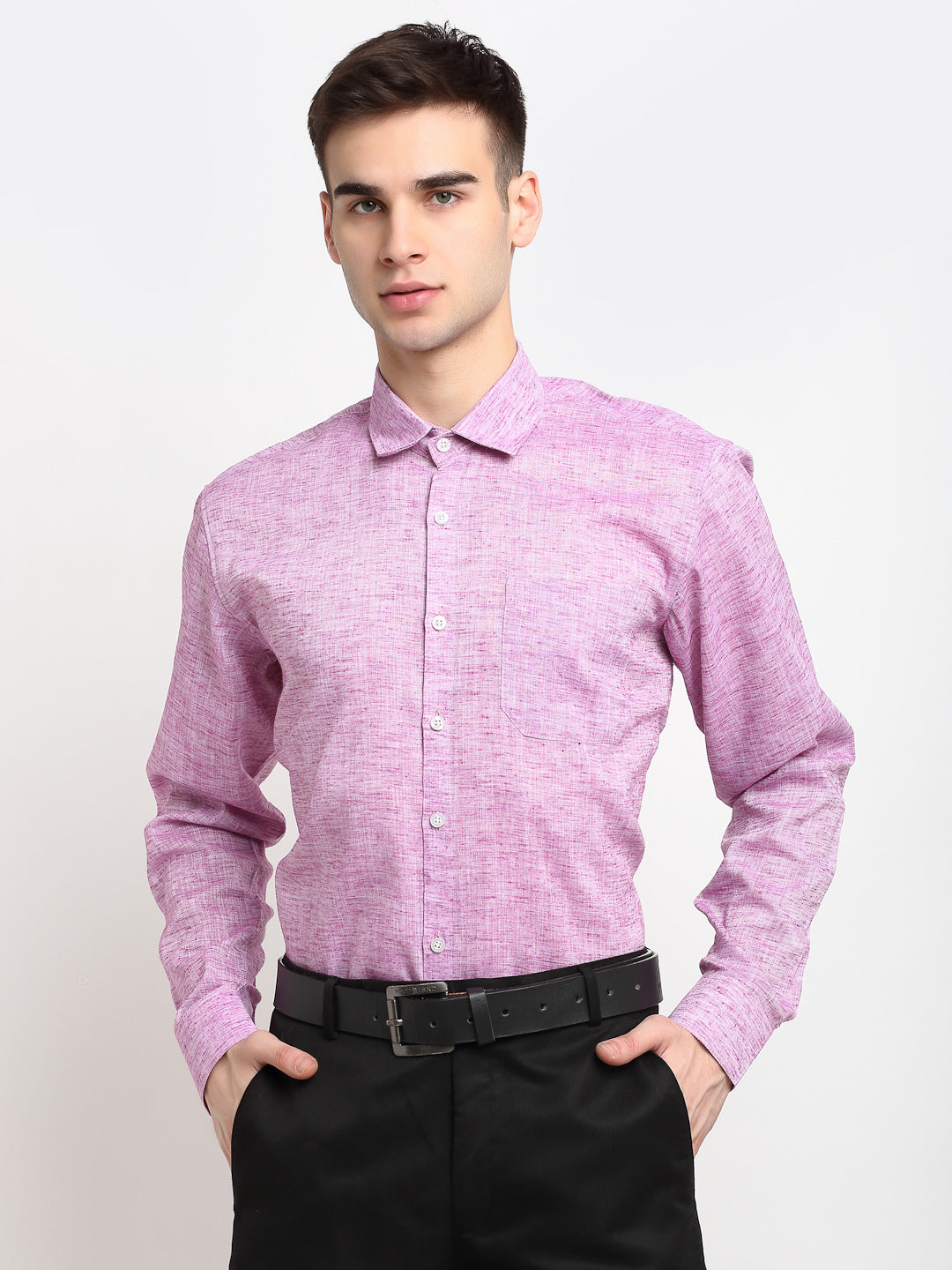 Jainish Purple Men's Solid Cotton Formal Shirt ( SF 782Purple ) | Grocsy