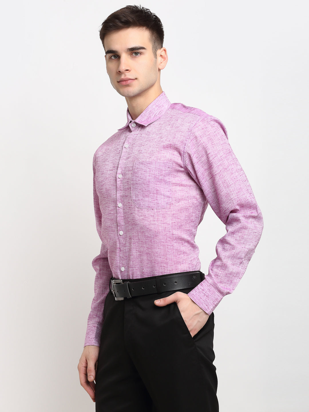 Jainish Purple Men's Solid Cotton Formal Shirt ( SF 782Purple ) | Grocsy