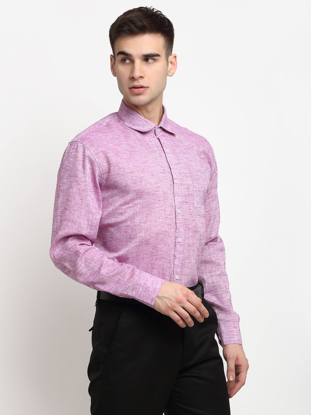 Jainish Purple Men's Solid Cotton Formal Shirt ( SF 782Purple ) | Grocsy
