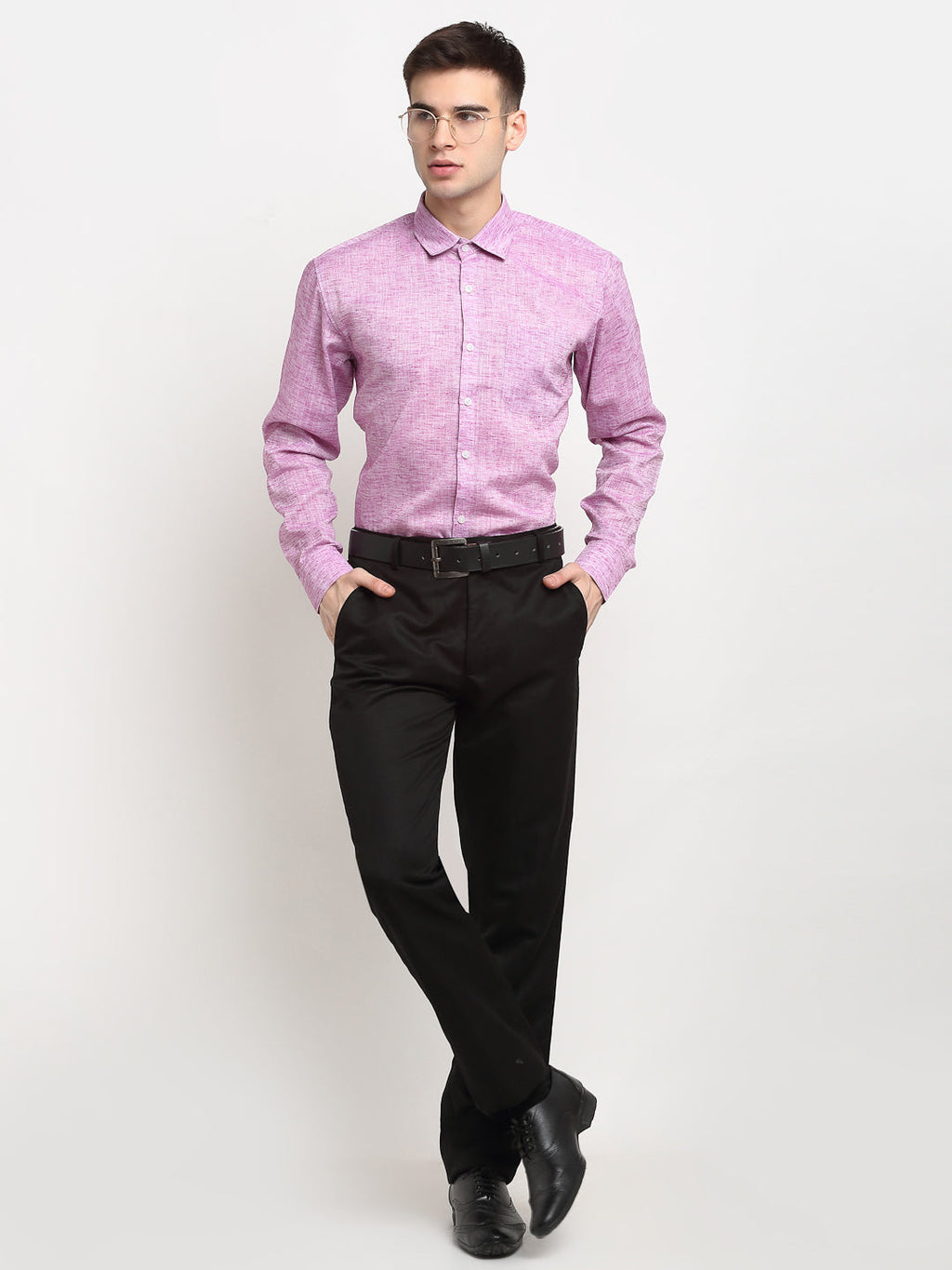 Jainish Purple Men's Solid Cotton Formal Shirt ( SF 782Purple ) | Grocsy