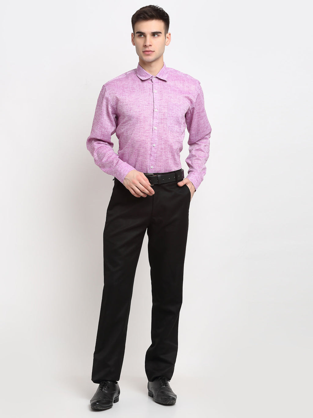 Jainish Purple Men's Solid Cotton Formal Shirt ( SF 782Purple ) | Grocsy