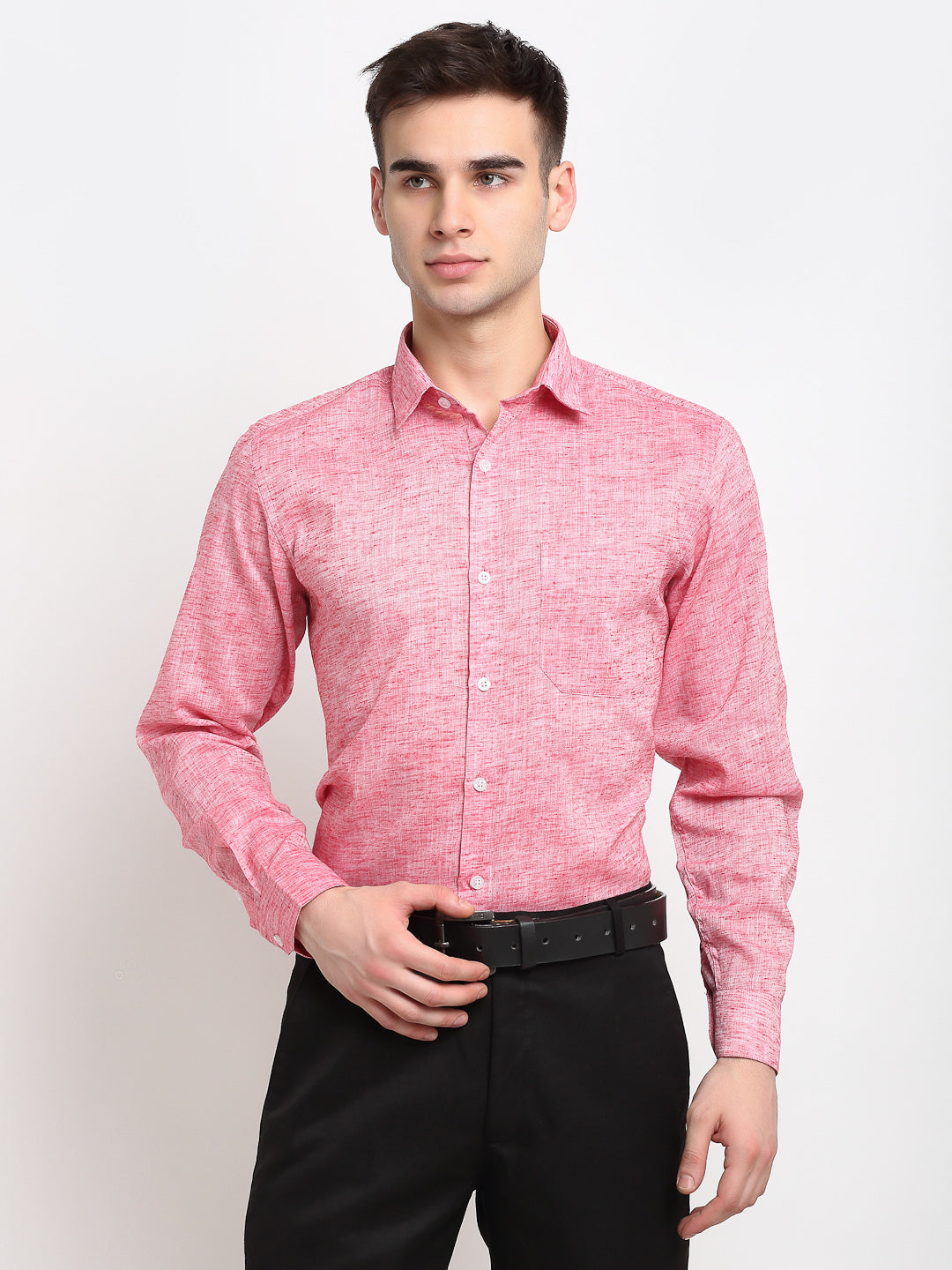 Jainish Red Men's Solid Cotton Formal Shirt ( SF 782Red ) | Grocsy