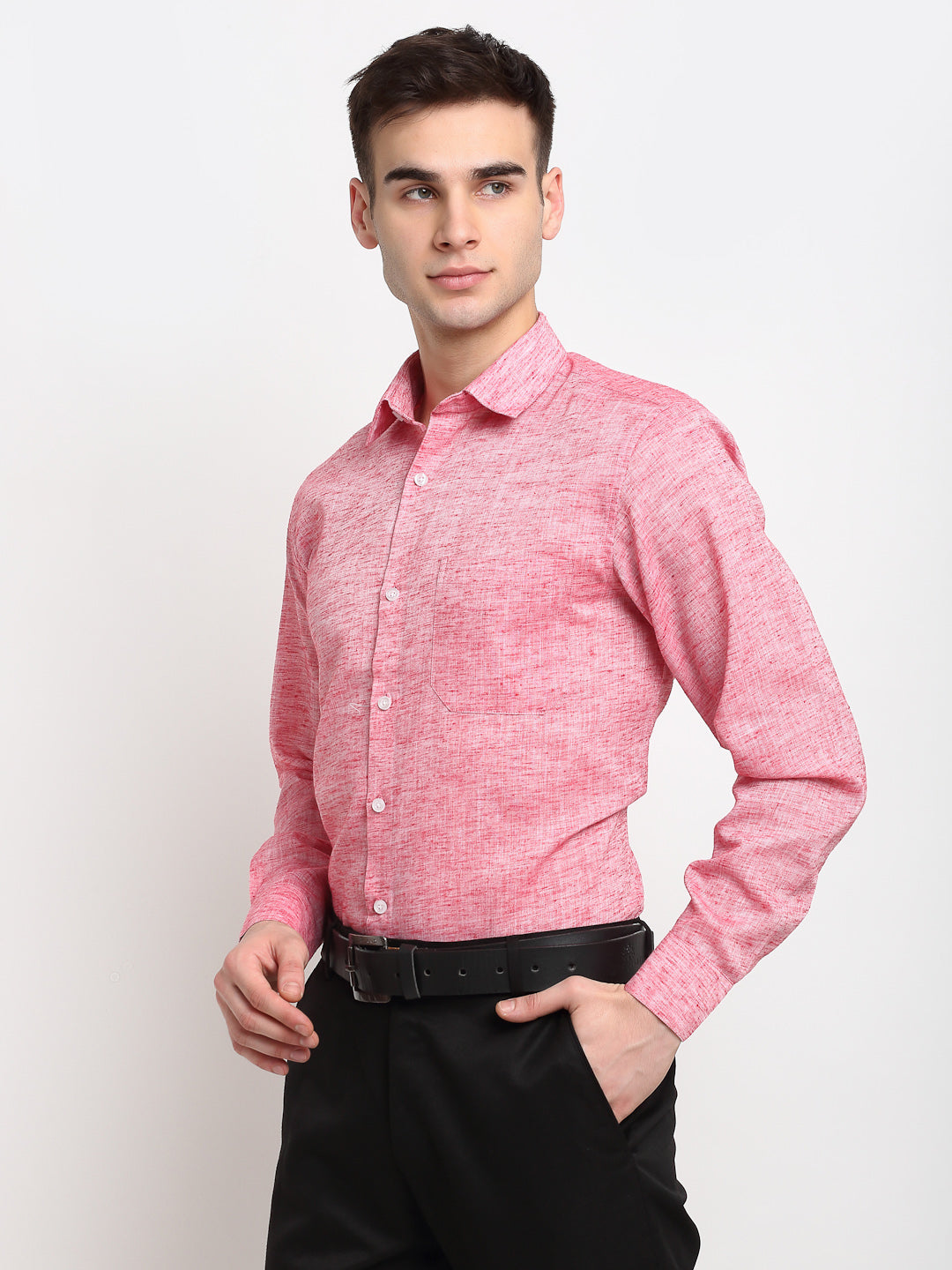 Jainish Red Men's Solid Cotton Formal Shirt ( SF 782Red ) | Grocsy