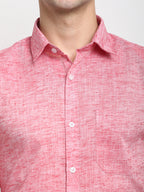 Jainish Red Men's Solid Cotton Formal Shirt ( SF 782Red ) | Grocsy