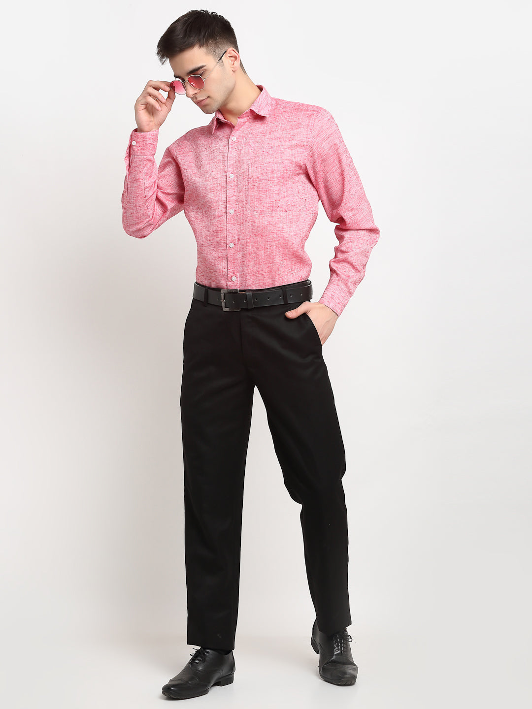 Jainish Red Men's Solid Cotton Formal Shirt ( SF 782Red ) | Grocsy