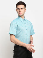 Jainish Green Men's Solid Cotton Half Sleeves Formal Shirt ( SF 783Green ) | Grocsy