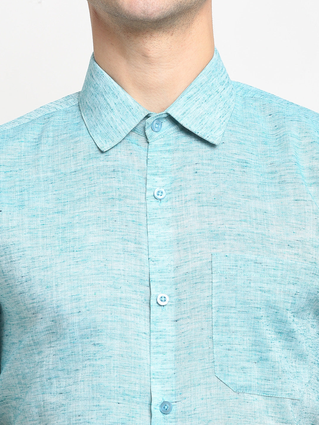 Jainish Green Men's Solid Cotton Half Sleeves Formal Shirt ( SF 783Green ) | Grocsy
