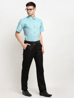 Jainish Green Men's Solid Cotton Half Sleeves Formal Shirt ( SF 783Green ) | Grocsy