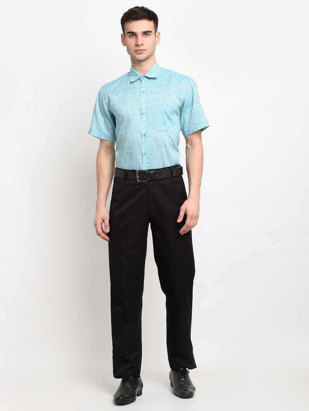 Jainish Green Men's Solid Cotton Half Sleeves Formal Shirt ( SF 783Green ) | Grocsy