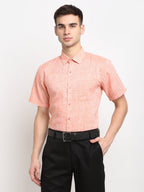 Jainish Orange Men's Solid Cotton Half Sleeves Formal Shirt ( SF 783Orange ) | Grocsy