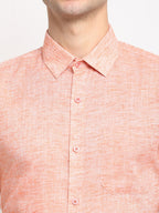 Jainish Orange Men's Solid Cotton Half Sleeves Formal Shirt ( SF 783Orange ) | Grocsy