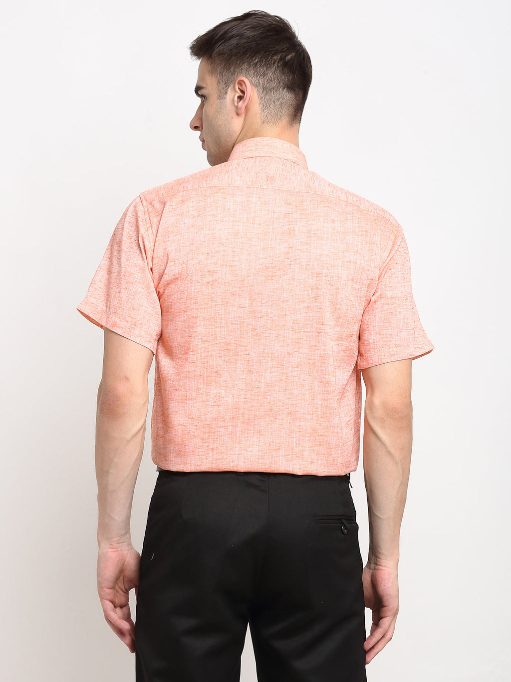 Jainish Orange Men's Solid Cotton Half Sleeves Formal Shirt ( SF 783Orange ) | Grocsy