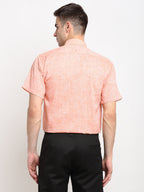 Jainish Orange Men's Solid Cotton Half Sleeves Formal Shirt ( SF 783Orange ) | Grocsy