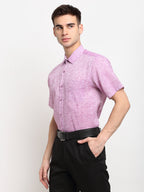 Jainish Purple Men's Solid Cotton Half Sleeves Formal Shirt ( SF 783Purple ) | Grocsy