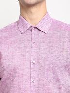 Jainish Purple Men's Solid Cotton Half Sleeves Formal Shirt ( SF 783Purple ) | Grocsy