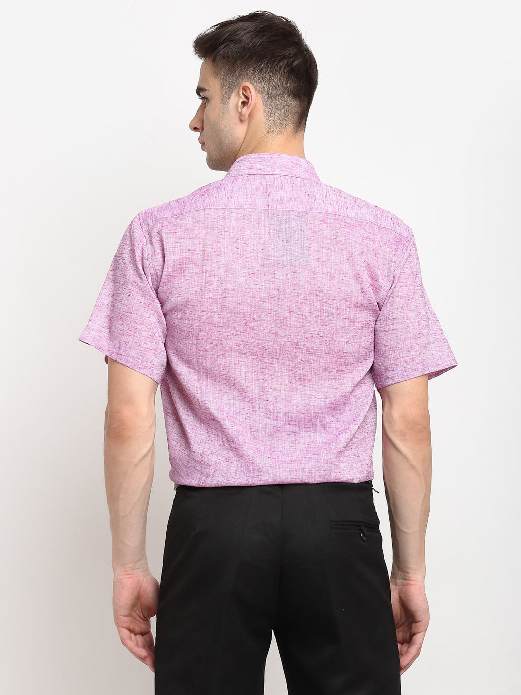 Jainish Purple Men's Solid Cotton Half Sleeves Formal Shirt ( SF 783Purple ) | Grocsy