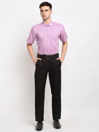 Jainish Purple Men's Solid Cotton Half Sleeves Formal Shirt ( SF 783Purple ) | Grocsy